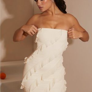 OH POLLY  IVORY RUFFLE DRESS